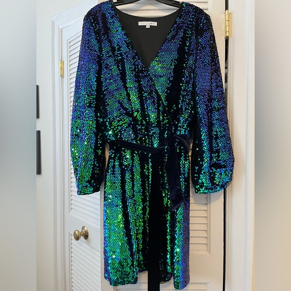 Baltic Born Sequin Long Sleeve Dress - Blue and Green - Picture 1 of 4